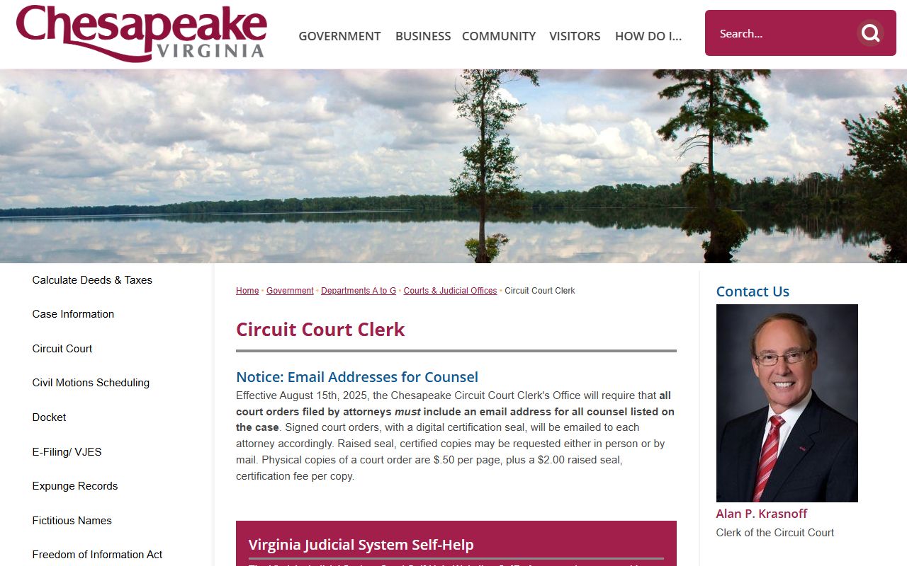 Chesapeake Virginia divorce records circuit court clerk