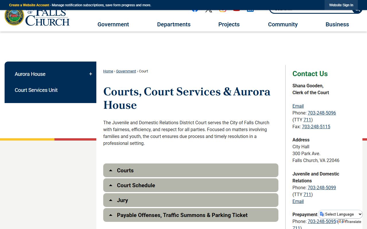 Falls Church court services divorce records access