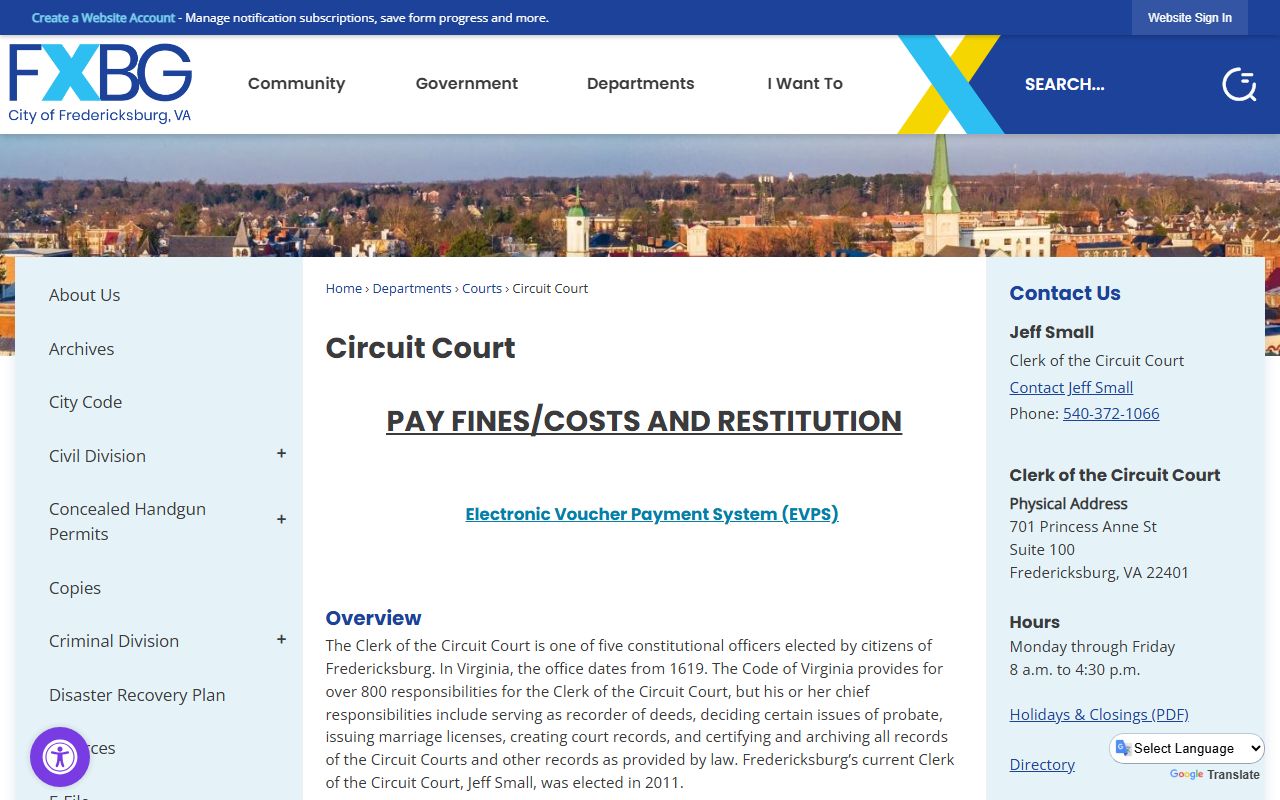 Fredericksburg Virginia divorce records circuit court clerk office