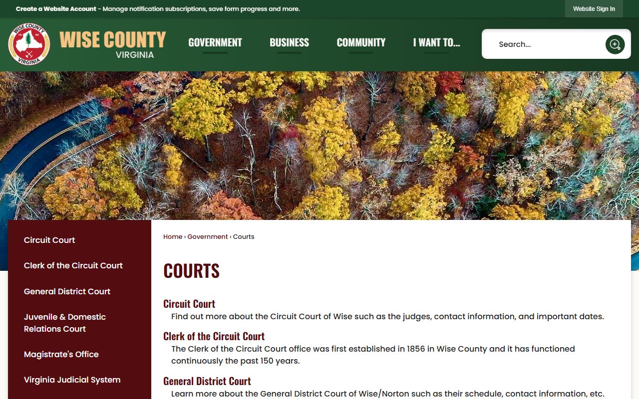 Wise County courts handling Norton Virginia divorce records