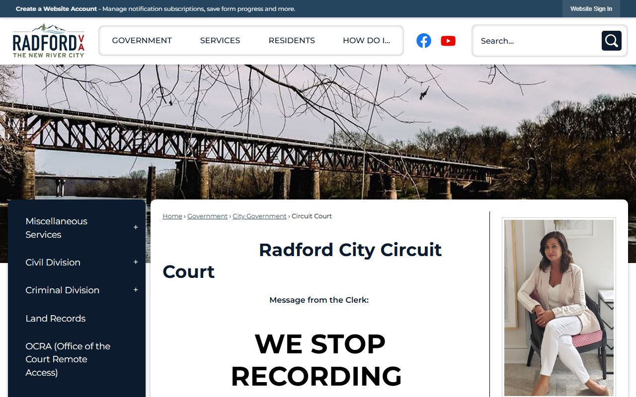 Radford Virginia divorce records circuit court clerk office