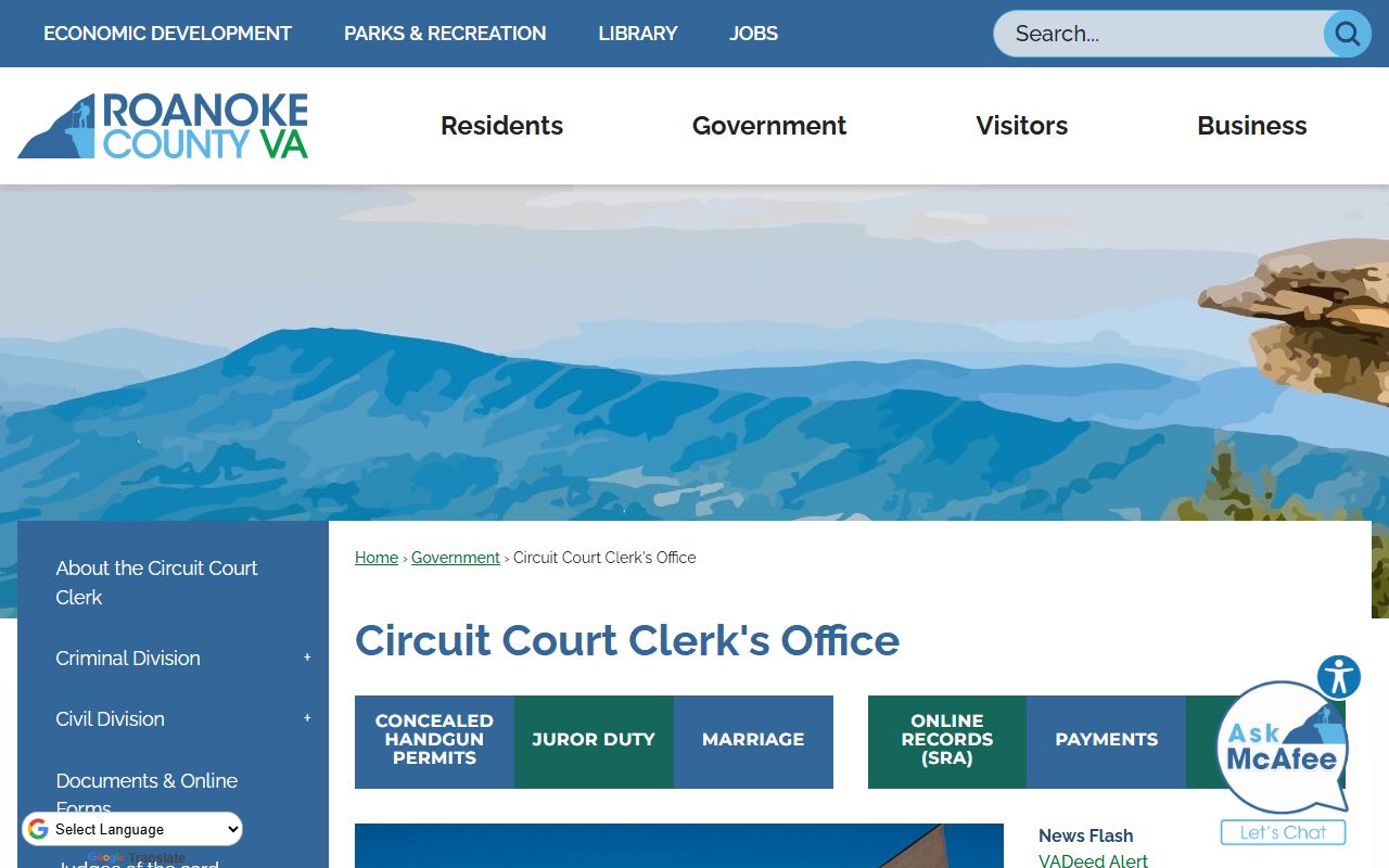 roanoke county circuit court divorce records salem