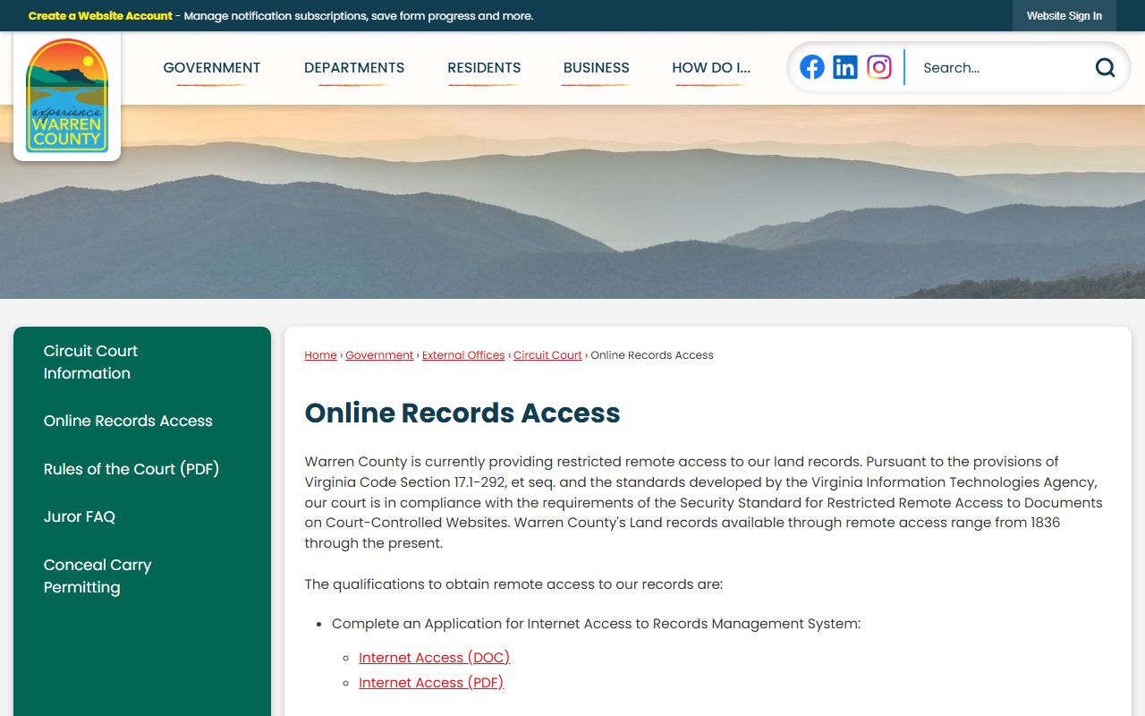 warren county online divorce records access